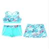Manyakai Junior Girls Printed Crop Tank Top with Shorts Skirts 3 Pcs Set Seaside Rash Guard Swimsuit Leaf 16 Years view 3