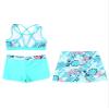 Manyakai Junior Girls Printed Crop Tank Top with Shorts Skirts 3 Pcs Set Seaside Rash Guard Swimsuit Leaf 16 Years view 4