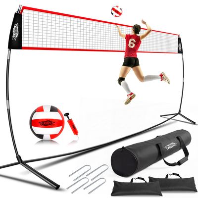 20FT Volleyball Training Net, Height Adjustable Volley Ball Nets for Hitting,Serving Spiking Practice,Portable Volleyball-Net for Beach Indoor Outdoor Bacyard| with Carryingbag & Sandbags