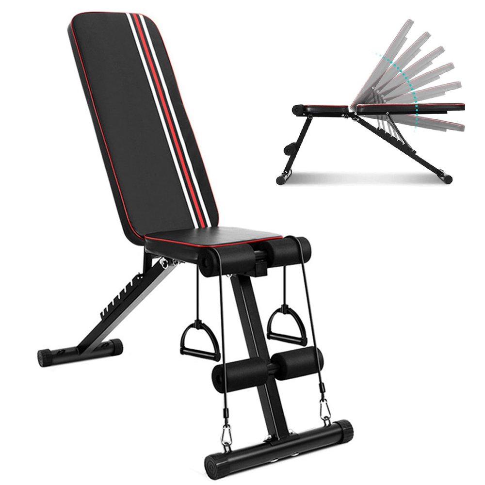 RIEJIN Workout Bench, Adjustable Weight Bench Folding Weight Bench, 3 Sec Fast Folding Workout Bench for Decline/Incline/Bench Press