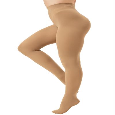 DUCMODA Womens 80 Denier Opaque Tights, Women's Soft Solid Color Footed Pantyhose, High Waist Stocking with 30+ Colors-Suntan-L-XL