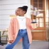 Arshiner Girls Pink Cardigans Warm Long Sleeve Chunky Knit Sweater Cute Open Front Solid Cotton Outerwears with Pockets view 2