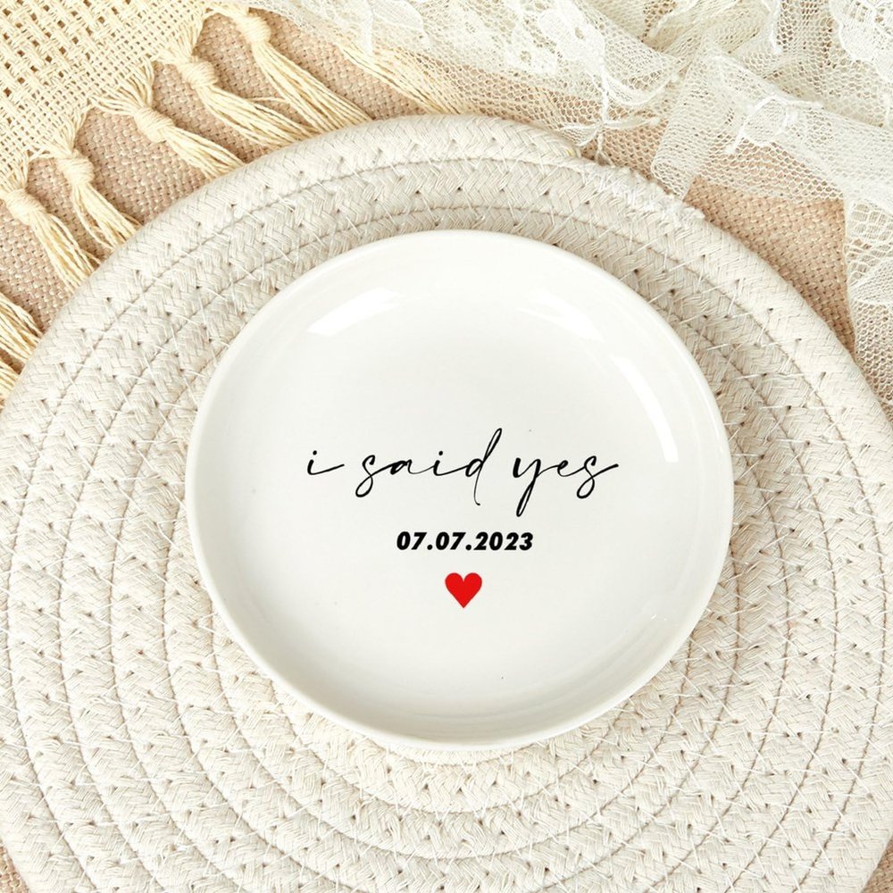 Personalized Ring Dish, Custom Jewelry Holder, I Said Yes, Engagement Ring Dish, Wedding Ring Holder, Engagement Gift For Couple, Jewelry Dish Tray, Trinket Dish For Women