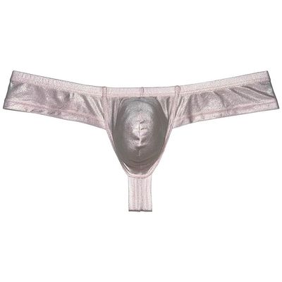 Jaxu Sexy Men's Soft Wet Look Bikini Boxer Briefs Mini Cheek Underwear Male Pouch Enhancing Underpants Skimpy Bottoms Light Flesh L