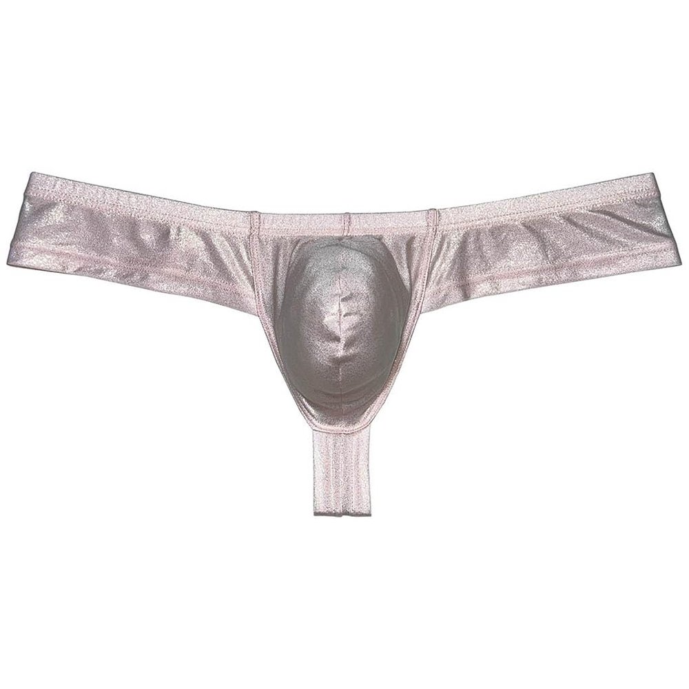 Jaxu Sexy Men's Soft Wet Look Bikini Boxer Briefs Mini Cheek Underwear Male Pouch Enhancing Underpants Skimpy Bottoms Light Flesh L