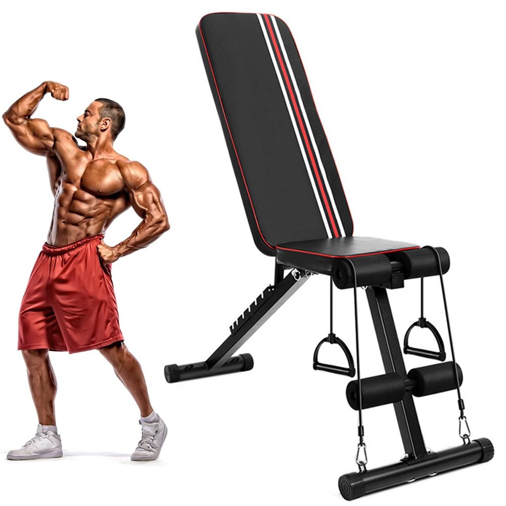 RIEJIN Adjustable Weight Bench-Foldable Workout Bench Press for Full Body Strength Training, Incline Decline Bench with Fast Folding