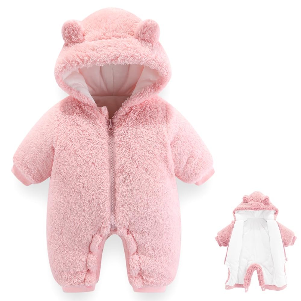 AiWMGL Newborn Baby Bear Outfit Suit 6-9 Months Girls Boys Thickened Fleece Jumpsuit Romper Hooded Winter Snowsuit Clothes