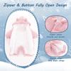 AiWMGL Newborn Baby Bear Outfit Suit 6-9 Months Girls Boys Thickened Fleece Jumpsuit Romper Hooded Winter Snowsuit Clothes view 2