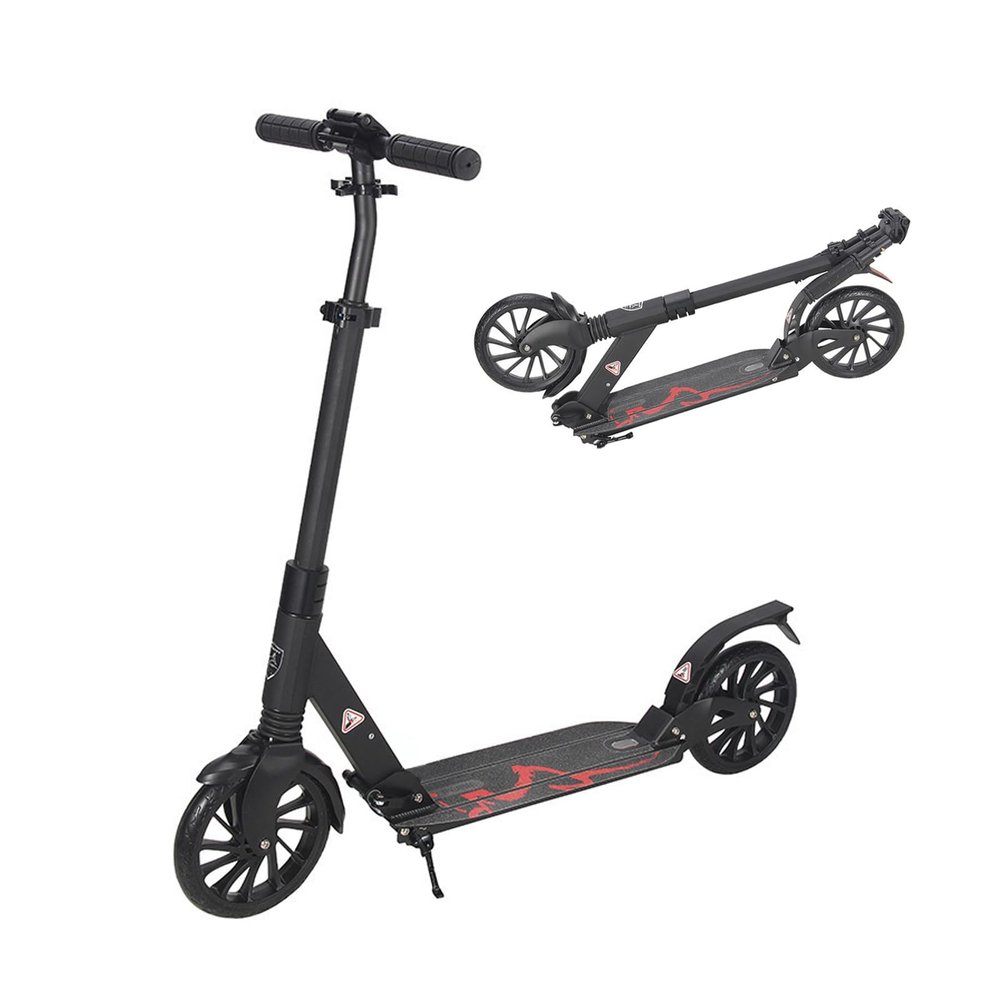 GLDDFDG Folding Kick Scooter for Ages 8 Years And Up, with Dual Brakes System, Adjustable Handlebar,Anti-Slip Rubber Grips, Extra-Wide Deck,PU Wheels(200Mm), Dual Shock Absorber System,220Lb Weight Li