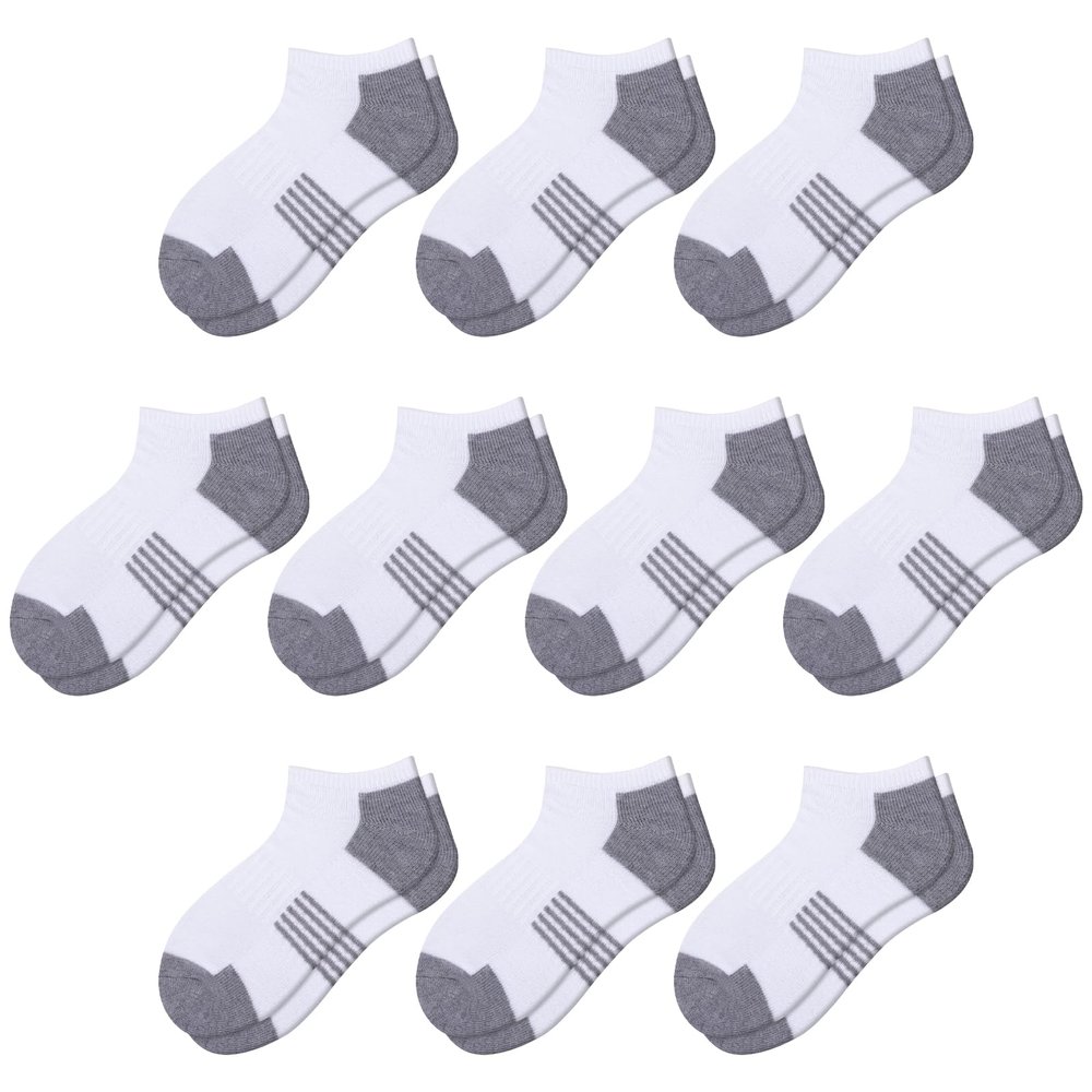 Comfoex 10 Pairs Boys Socks Low Cut Ankle Socks For Kids 8-10 4-6 6-8 Years Old Short Athletic Socks With Cushioned Sole