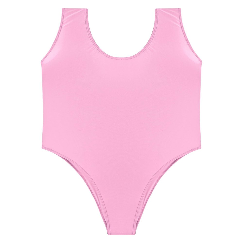 Lejafay Men's One-Piece Bodysuit Wrestling Singlet High Cut Thongs Leotard Workout Gym Romper Pink X-Large