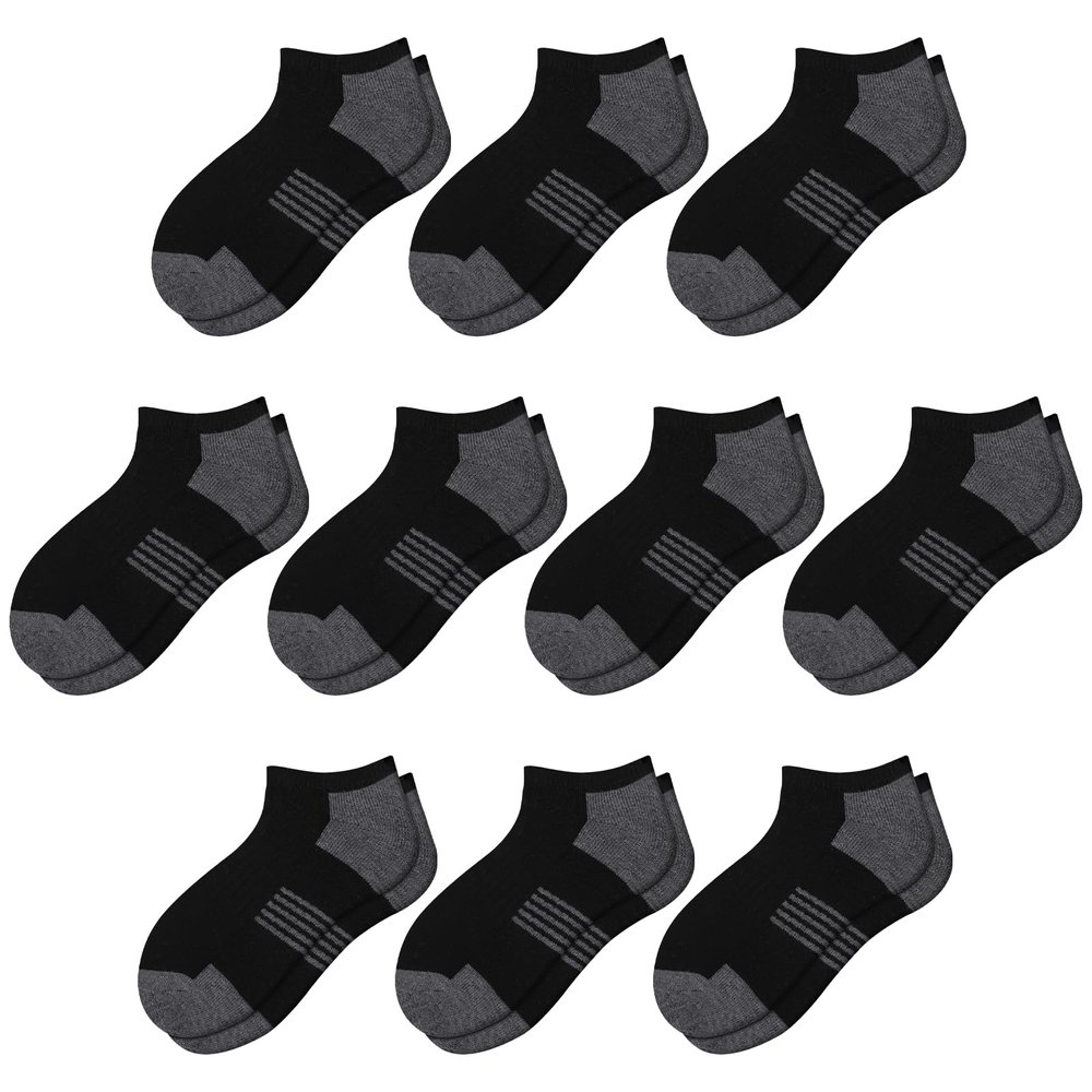 Comfoex 10 Pairs Boys Socks Low Cut Ankle Socks For Kids 8-10 4-6 6-8 Years Old Short Athletic Socks With Cushioned Sole