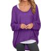Off Shoulder Batwing Sleeve Blouse for Women Oversized Baggy T-Shirt Casual Loose Sweater Pullover Knitted Top Shirts Purple view 1