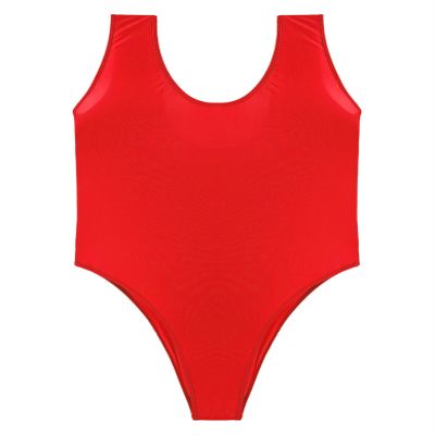 Lorilida Men's Ultra-Thin Sleeveless Wrestling Singlet Teddies High Cut Thongs Leotard Bodysuit Red X-Large
