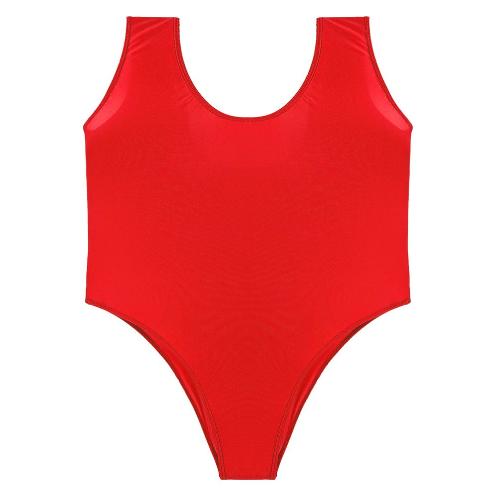 Lorilida Men's Ultra-Thin Sleeveless Wrestling Singlet Teddies High Cut Thongs Leotard Bodysuit Red X-Large
