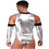 Eandarui Mens Astronaut Costume Space Suit Shiny Bodysuit Jumpsuit Cosplay Dress Up Outfit Clubwear Silver 3X-Large view 4