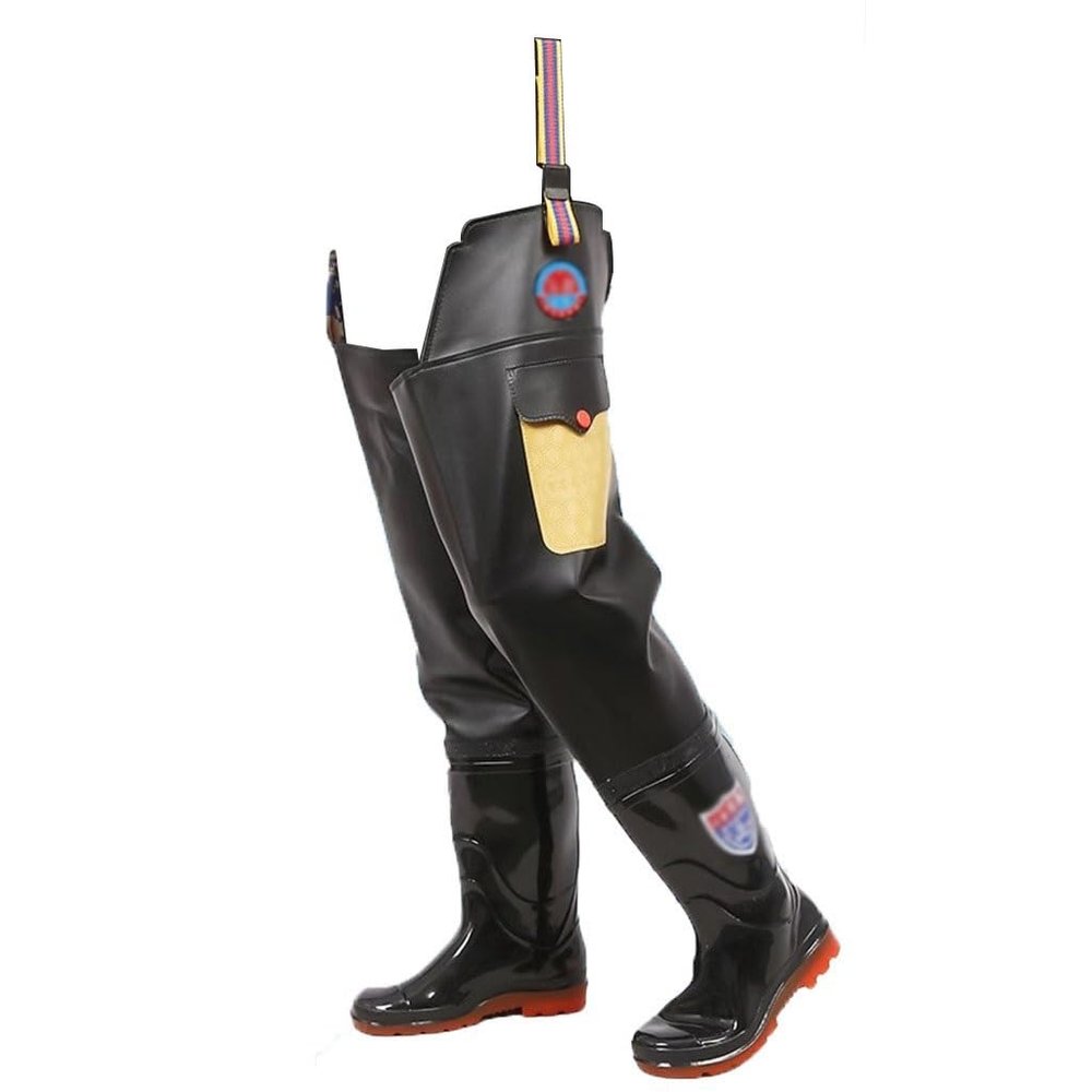 Hip Waders Durable Hip Waders, Cow Sole Wading Boots, Men's and Women's Fishing/Outdoor Waterproof Boots (Color : Khaki, Size : 9)