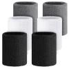 Wettarn 6 Pcs 4 Inch Cotton Elastic Arm Sweatbands - Black, White, Gray (Hiking, Cycling, Tennis, Gymnastics, Basketball, Football, Running) view 1