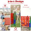 KOTEK Giant 4-in-a-Row Game, Jumbo 4-to-Score Family Game w/Quick-Release Sliders, 42 Rings, Ring Toss & Basketball Hoop, Connect Yard Games Outdoor for Kids & Adults (with Carrying Bag, Green) view 3