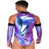 Eandarui Mens Astronaut Costume Space Suit Shiny Bodysuit Jumpsuit Cosplay Dress Up Outfit Clubwear Colorful XX-Large view 4
