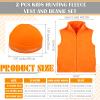 Haull 2 Pcs Kids Hunting Orange Fleece Vest and Beanie Set Orange High Visibility Reflective Hunting Safety Vests (Medium) view 2