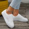 Womens Shoes Low Top Lace Up PU Sneakers Casual Fashion Running Lightweight Breathable Low Cut Comfortable Leather Shoes for Walking White view 2