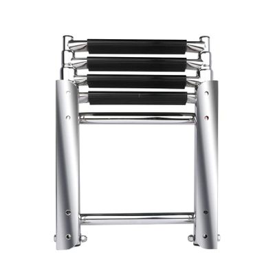 4 Step Folding Boat Ladder with Built in Drop Ladder Handle,316 Stainles Steel Telescoping Folding Ladder for Marine Boat Yacht Swimming Pool