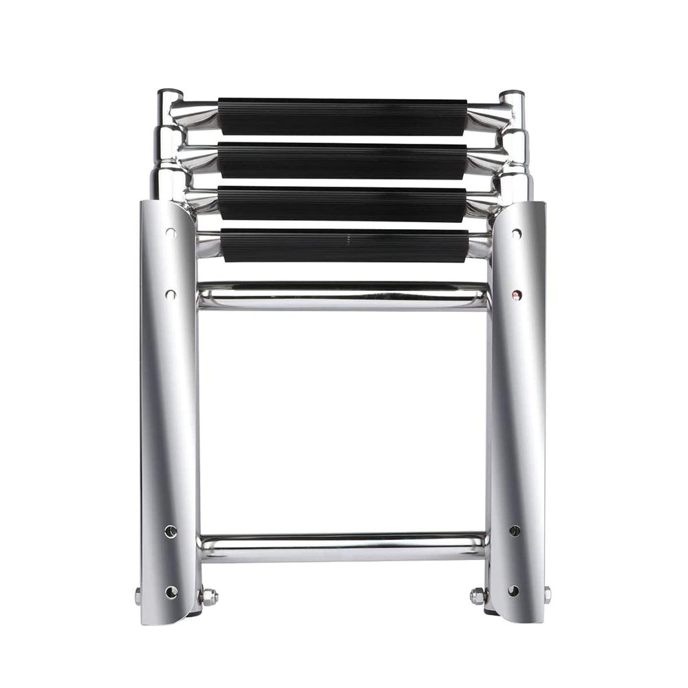 4 Step Folding Boat Ladder with Built in Drop Ladder Handle,316 Stainles Steel Telescoping Folding Ladder for Marine Boat Yacht Swimming Pool