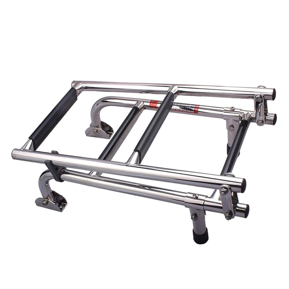 4 Step Folding Removable Boat Ladder for Side Entry Pontoon Outboard Marine Yacht,Stainles Steel Telescoping Boarding Ladder,440lbs Capacity