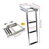 3 Steps Telescoping Boat Ladder, Stainless Steel Sliding Swim Boarding Ladder with Spring Latch, for Marine Boat RV, Under Platform Mount view 3