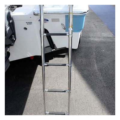 4 Step Telescoping Boat Ladder,316 Stainles Steel Folding Dock Ladder,600 Pound Capacity,for Marine Yacht,Swimming Pool with Retaining Strap