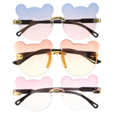 3pcs Funky Sunglasses Girl Sunglasses Kids Kids Suit Case Sun Glasses for Girls Suit Bear Glasses Decorations Baby Cute