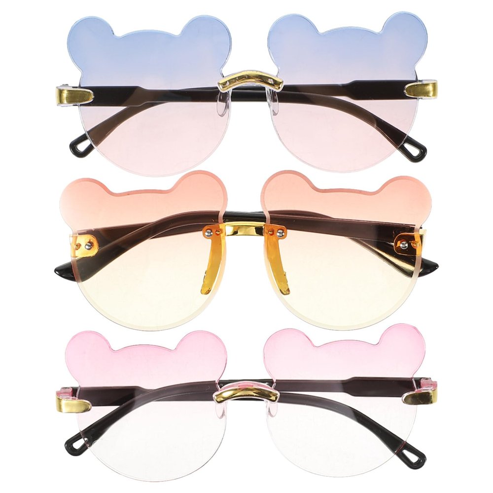 3pcs Funky Sunglasses Girl Sunglasses Kids Kids Suit Case Sun Glasses for Girls Suit Bear Glasses Decorations Baby Cute