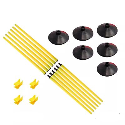 SRNSAEB 6 Pack Removable Agility Training Poles, 1.5m Tall Heavy Duty Slalom Training Agility Poles with Weighted Rubber Base for Improve Agility/Speed/Footwork