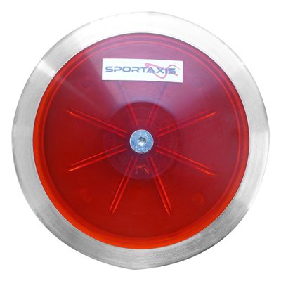 SPORTAXIS Transparent Discus Throw - 1 KG, 83% Rim Weight, Steel Rim - Ideal for Beginners & Intermediates in Track & Field - Enhance Your Discus Throwing Skills Performance Enhancer - Red