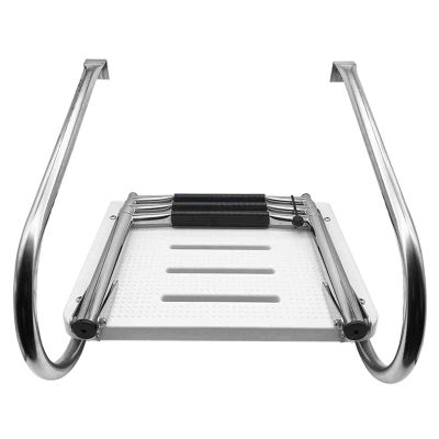 2/3-Steps Heavy Duty Boat Marine Sport/Diver Ladder, Folding Platform Dock Ladder Telescoping Boat Swim Ladders, Stainless Steel Removable Pool Fence