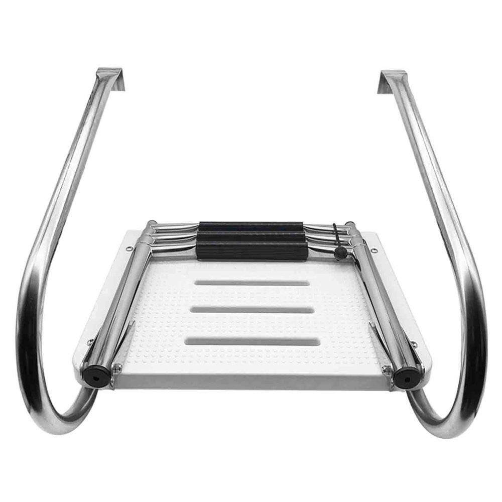 2/3-Steps Heavy Duty Boat Marine Sport/Diver Ladder, Folding Platform Dock Ladder Telescoping Boat Swim Ladders, Stainless Steel Removable Pool Fence