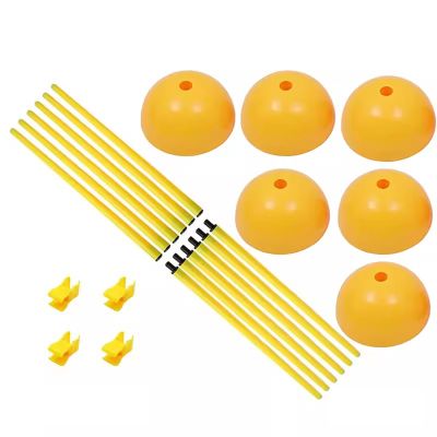 SRNSAEB 1.5m/ 5ft Height Training Agility Poles, 6 Pcs Splicing Slalom Poles with Water and Sand Injection Base, Coaching Sticks with Adjustable Clips for Training