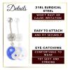 1PC Surgical Steel 14g 3/8 10mm navel rings dangle Piercing Jewelry navel Ear Lobe 8mm 5mm Sapphire,Clear Crystal M15603 view 3