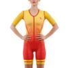 Synergy Women's Tri Suit Pro Short Sleeve Trisuit (Sunset Red, Medium) view 2