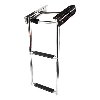 2 Step Stainles Steel Telescoping Dock Ladder,Telescopic Ladder Folding Rear Entry Pontoon Boat Ladder,for Lake,Marine Boarding,Pool