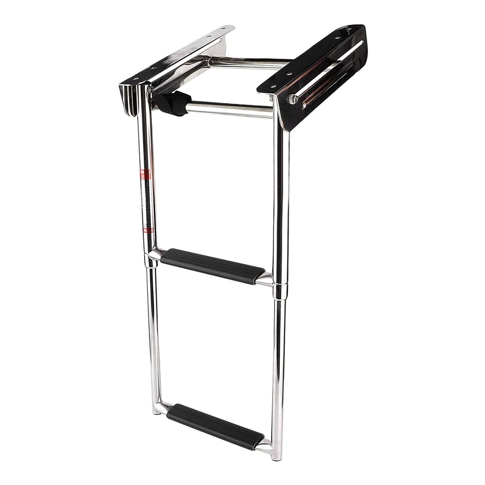 2 Step Stainles Steel Telescoping Dock Ladder,Telescopic Ladder Folding Rear Entry Pontoon Boat Ladder,for Lake,Marine Boarding,Pool