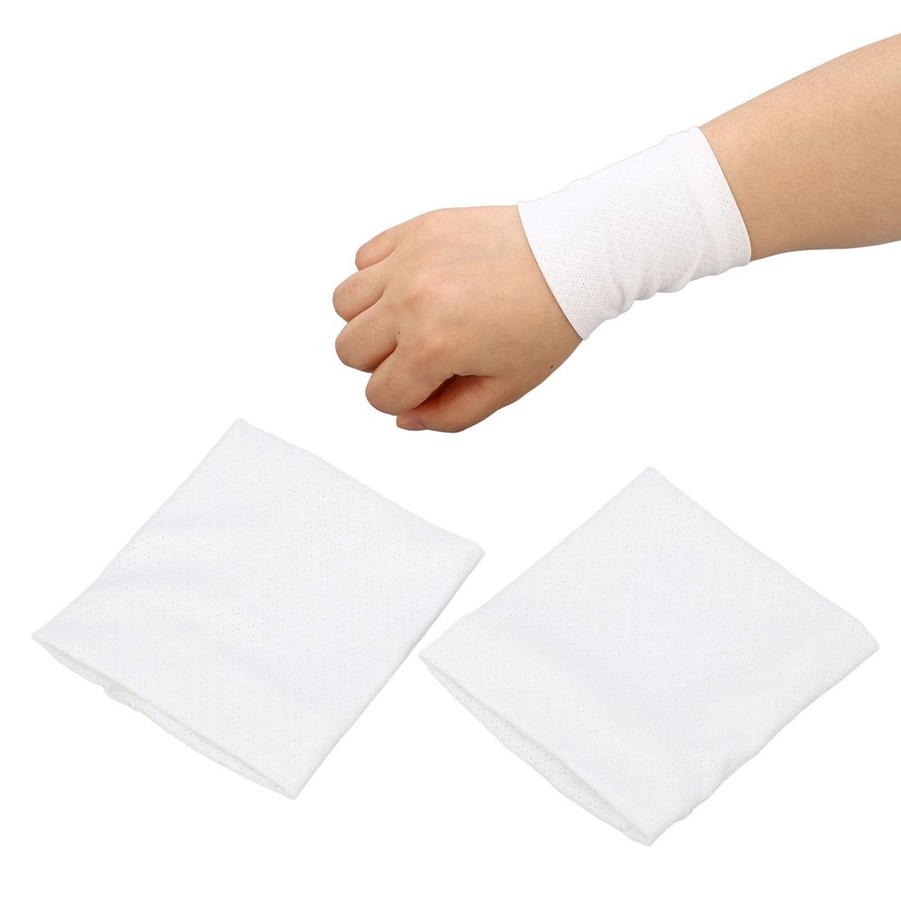 2PCS Cooling Wristbands, Elastic Wristbands for Exercise Breathable Sweat Absorbent Wristbands, Ice Silk Cooler Bands, Outdoor Sports Gifts for Daily Travel, Camping, Etc(White)