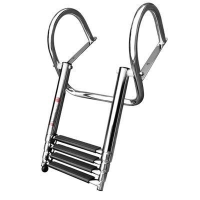 Stainles Steel 4 Step Telescoping Ladder,Removable Folding Dock Ladder,Adjustable Height Boarding u200bBoat Ladder,for Marine Boat Yacht Swimming Pool