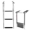 Stainless Steel 2/3/4-Step Boat Folding Ladder, Extendable Pool Handrail Telescoping Top Mount Swim Ladders with Wide Step and Mounting Screws for Marine Yacht Boat Inboard view 1