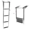 Stainless Steel 2/3/4-Step Boat Folding Ladder, Extendable Pool Handrail Telescoping Top Mount Swim Ladders with Wide Step and Mounting Screws for Marine Yacht Boat Inboard view 4