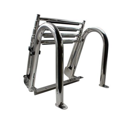 Folding Pontoon Boat Ladder, 4 Step Telescopic Marine Rear Entry Inboard Ladders with Hand Railing, Stainless Steel