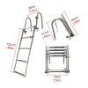 Folding Pontoon Boat Ladder, 4 Step Telescopic Marine Rear Entry Inboard Ladders with Hand Railing, Stainless Steel view 4