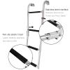 3/4 Steps Pontoon Boat Ladder Stainless Steel Portable Folding Outboard Ladder 2+1/2 Steps Ladder Stern Mount with Wide Pedals view 3
