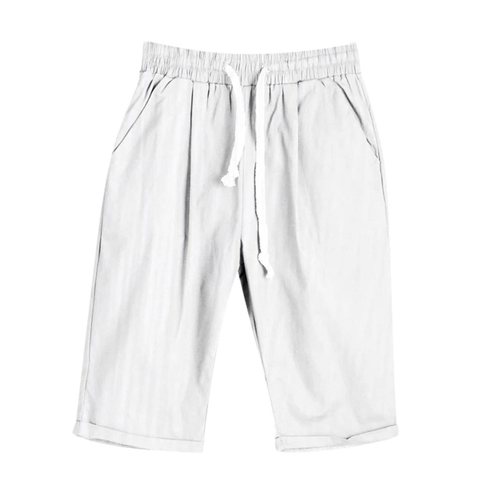 WABEOR Plus Size Bermuda Shorts for Women Knee Length Cotton Linen Shorts Casual Summer Baggy Dressy Long Shorts with Pockets